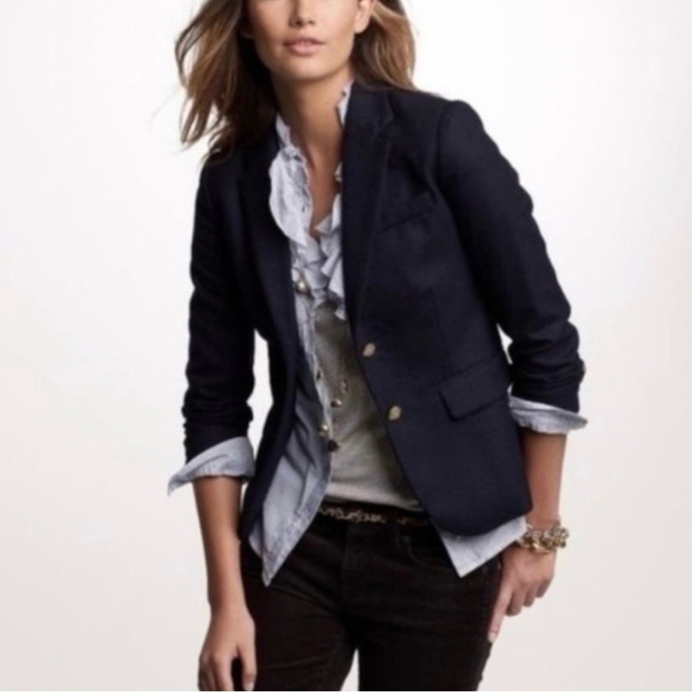 J. Crew Classic Dark Blue Blazer with Gold Buttons